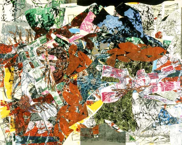 Jean Paul Riopelle, Grande Chute, 1967, Litho-collage marouflé sur toile, collection privée.