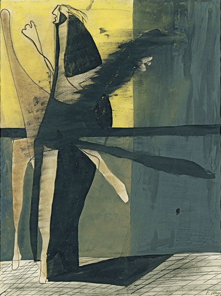 Francis Bacon Composition (Figure) [Composition (Figure)], 1933 Pastel, plume et encre sur papier marouflé sur carton 53,5 x 40 cm Collection Abelló, Madrid © The Estate of Francis Bacon. Tous droits réservés DACS/VEGAP, Bilbao, 2016