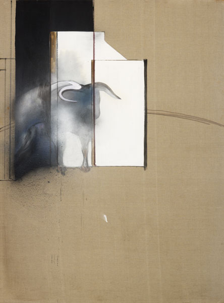 Francis Bacon Étude d’un taureau (Study of a Bull), 1991 Huile, peinture en aérosol et poudre sur toile 198 x 147,5 cm Collection particulière, Londres © The Estate of Francis Bacon. Tous droits réservés DACS/VEGAP, Bilbao, 2016 Photo : Prudence Cuming Associates Ltd.