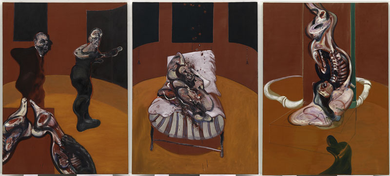 Francis Bacon Trois études pour une crucifixion (Three Studies for a Crucifixion), 1962 Huile sur toile, triptyque 198,1 x 144,8 cm, chacun Solomon R. Guggenheim Museum, New York, 64.1700 © The Estate of Francis Bacon. Tous droits réservés DACS/VEGAP, Bilbao, 2016