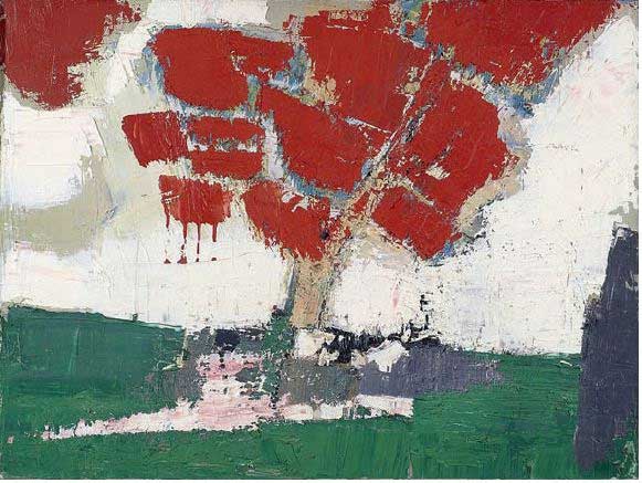 Nicolas de Staël Arbre rouge 1953 Huile sur toile 46 x 61 cm Collection particulière © ADAGP, Paris, 2023 / Photo Christie’s