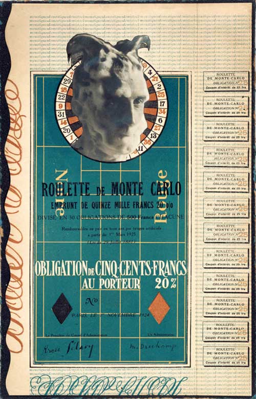 Marcel Duchamp, Obligation pour la roulette de Monte Carlo, 1924 Collection particulière © Association Marcel Duchamp / Adagp, Paris, 2023 