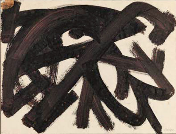 Pierre Soulages Brou de noix 48,2 x 63,4 cm 1946 Rodez, Musée Soulages © Archives Soulages/ADAGP, Paris 2019