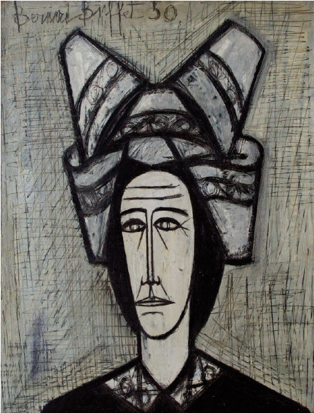 Bernard Buffet, Bretonne, 1950, huile sur isorel, 65 x 50 cm Collection particulière