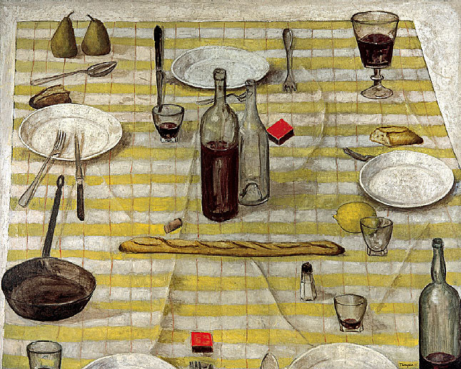 Michel Thompson, La Nappe à damiers jaune et blanc, 1953, huile sur toile, 130 x 162 cm Collection particulière