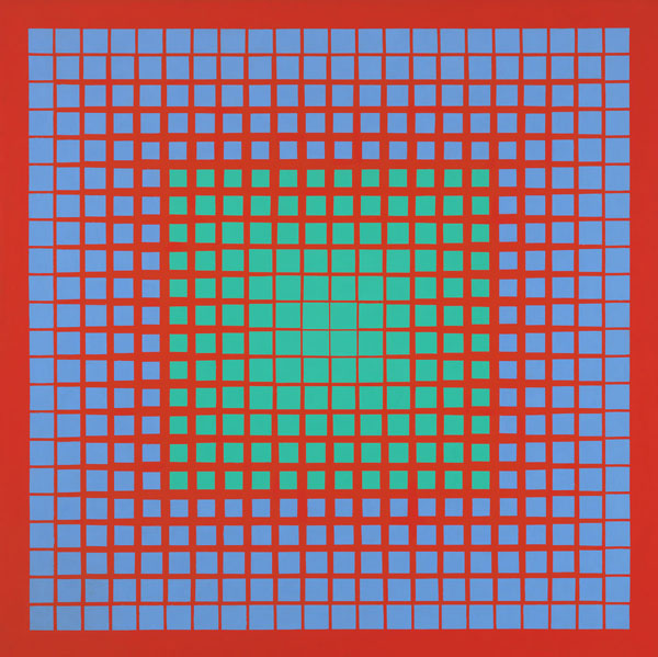 Richard Anuszkiewicz  The Fourth of the Three, 1963  Acrylic on composition board  48 1/16 × 48 1/16 in. (122.1 × 122.1 cm)  Purchase, with funds from the Friends of the Whitney  Museum of American Art  64.4 