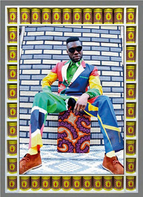 Hassan Hajjaj, Afrikan Boy Sittin’, 2013, photography,  Courtesy 193 Gallery