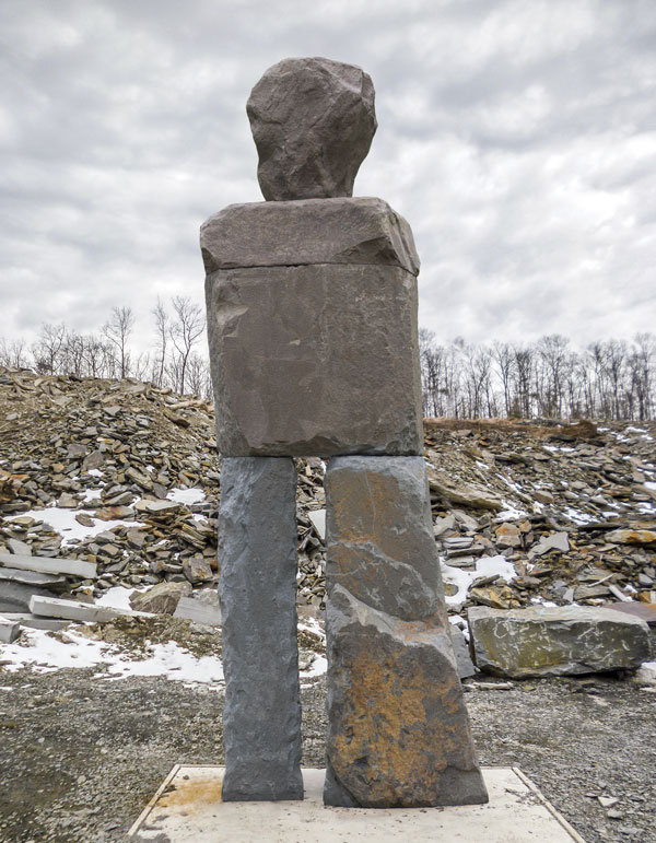 Ugo Rondinone The observant, 2015 bluestone and stainless steel 376 x 137 x 79 cm © the artist. Courtesy Galerie Eva Presenhuber, Zürich; Barbara Gladstone Gallery, New York /Brussels; Sadie Coles HQ, London; Galerie Esther Schipper, Berlin and Gallery Kukje, Seoul