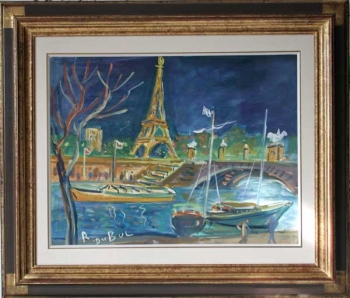 Dubuc Roland Les berges de la seine aquarelle